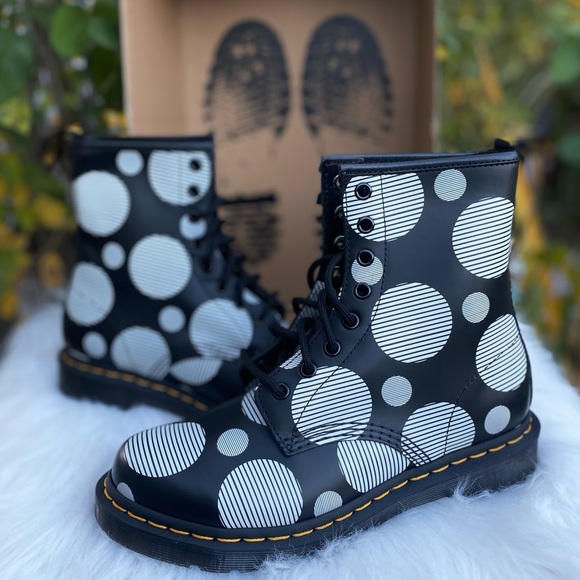 Dr. Martens 1460 Polka Dot Smooth Leather Lace Up Boots - Picture 2 of 8